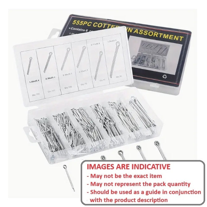 1083992 | AST-COT-M-SS-0200 --- Small Parts Assortment Kits - Selection Split Pins 200 - 304 Grade Stainless Steel Imperial Cotter Pins - Stainless Steel 304 Similar to A2, 18-8 HRB80