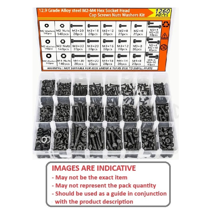 1063751 | AST-CAP-M-1260 --- Small Parts Assortment Kits - Selection Screws 1260 - Metric Cap Screws, Washers and Nuts - Alloy Steel
