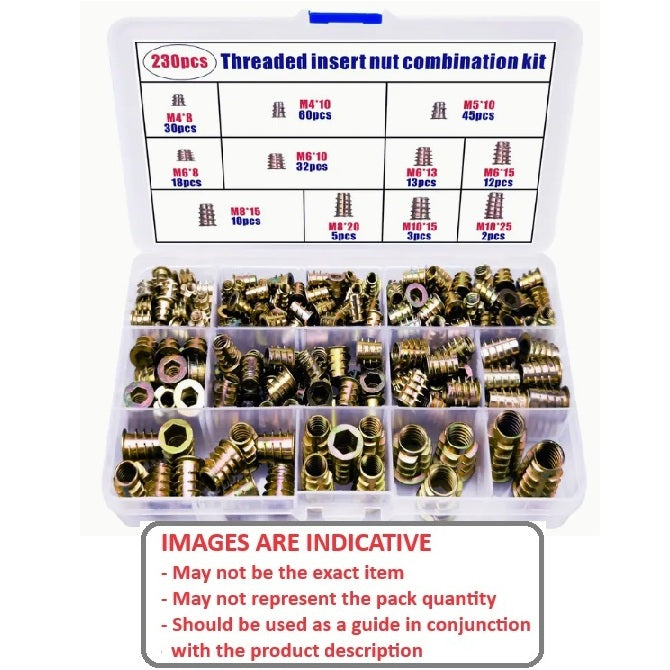 1118415 | AST-TIW-0230 --- Small Parts Assortment Kits - Selection Inserts 230 - Threaded for Wood - Steel