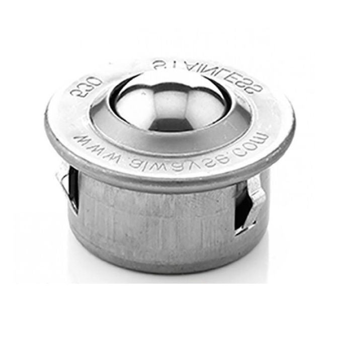 1218397 | BTU0610-019-F-SS --- Flange Mount Ball Transfer Units - 610 kg - 19x62 mm Standard - Stainless Steel AISI 420C and Zinc Plated Mild Steel