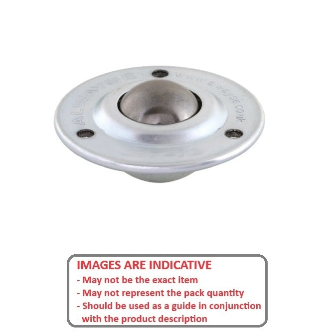 1107045 | BTU0012-010-F-C --- Flange Mount Ball Transfer Units - 15 kg - 10.2x22.2 mm Standard - Carbon Steel