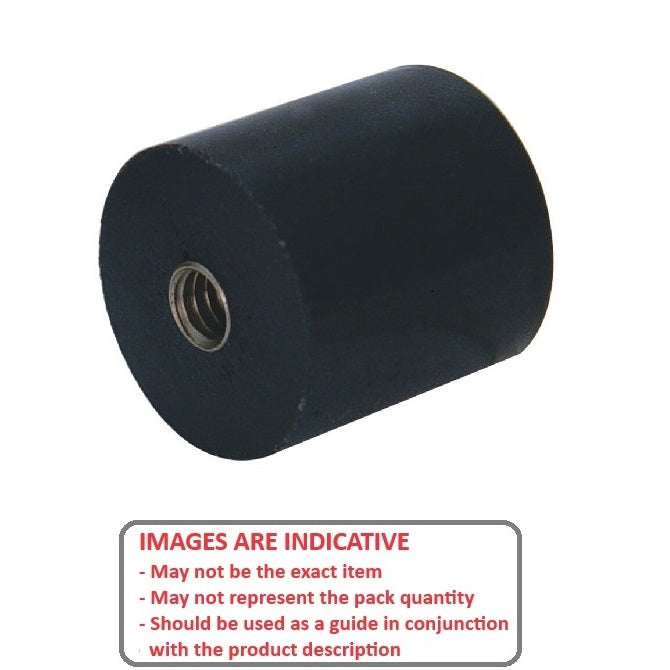 1133339 | AU-910RS --- Cylindrical Female Thread Bumpers - 25.4x25.4 mm - 1/4-20 UNC - 6.35mm - - Polyurethane Bumper
