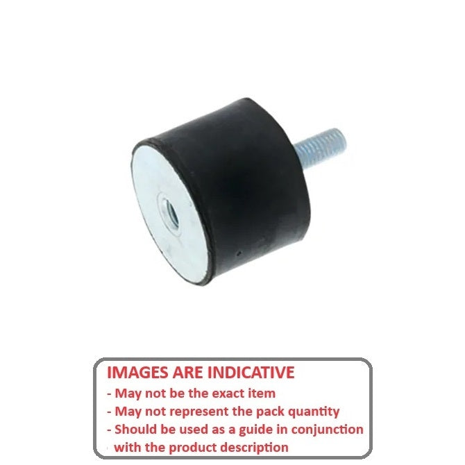 1107279 | CMF015-15-050M-R60 (2 Pcs) --- Bobbin Mounts - 15x15 mm - M5x0.8 Male to Female - Natural Rubber Mount