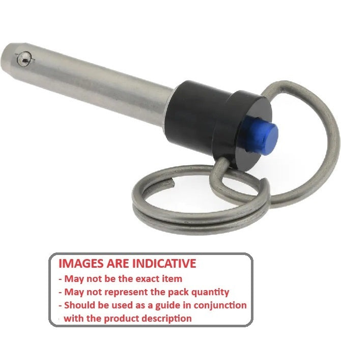 1056384 | BLP-048-0254-RHI-S17 --- Ball Lock Pins - 4.76x25.4 mm - 17-4 PH Stainless Ring Handle Industrial Stainless Steel Pin