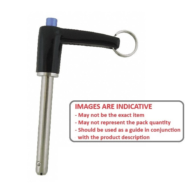 1088128 | BLP-095-0508-LI-S17 --- Ball Lock Pins - 9.53x50.8 mm - 17-4 PH Stainless L-Handle Industrial Stainless Steel Pin