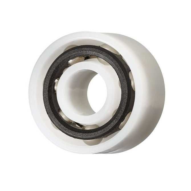 1072091 | P-DR-R4-12E-AS6 --- Plastic Bearings - 6.35x19.05x9.525 mm - Acetal with Stainless 316 Balls Bearing