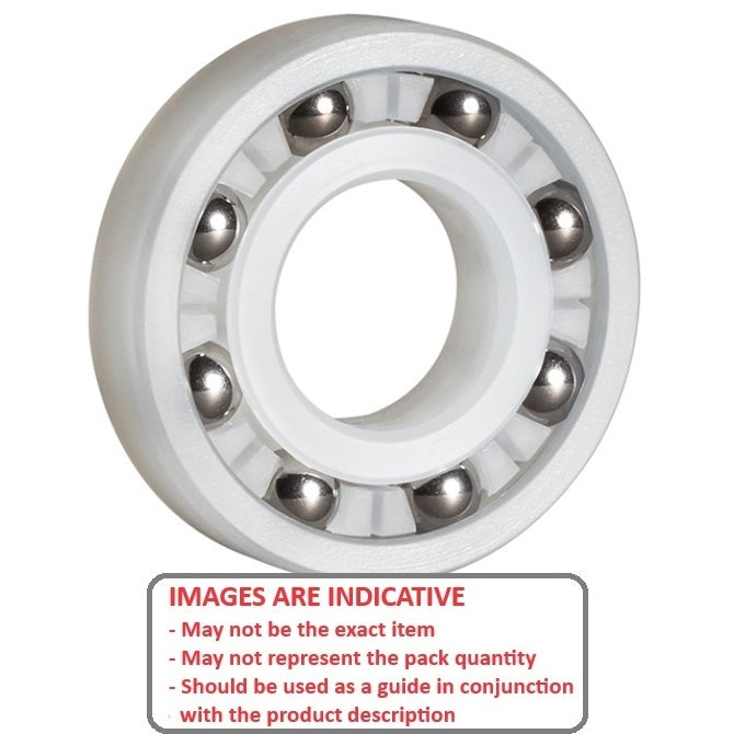 1110289 | P-R11820-KS6 --- Plastic Bearings - 15.875x28.575x6.35 mm - PVDF with Stainless Steel 316 Balls