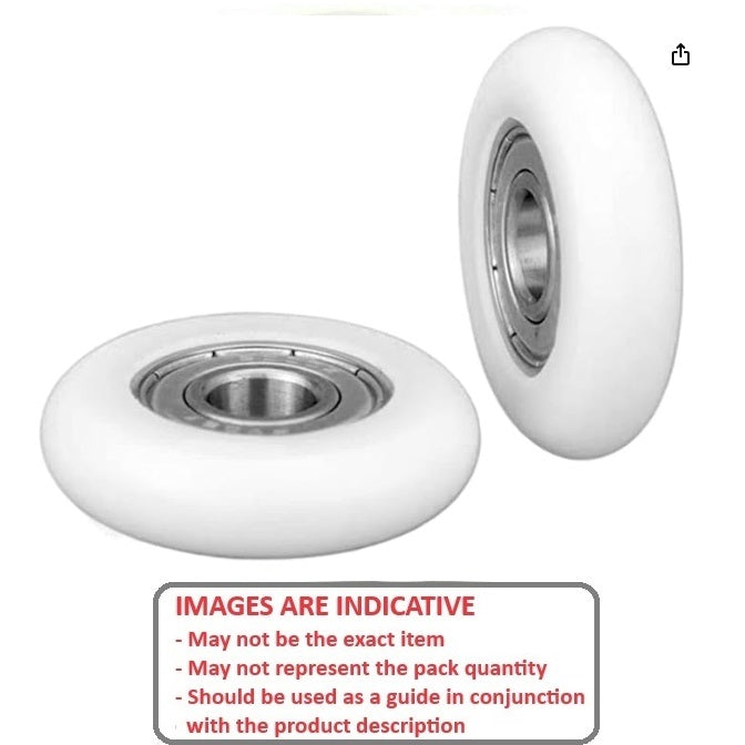 1138918 | NRV-0300-080-W-ZZ (2 Pcs) --- Nylon Tyre Through Bore Convex Rollers - 30x8x7 mm - Chrome Steel and Acetal Roller