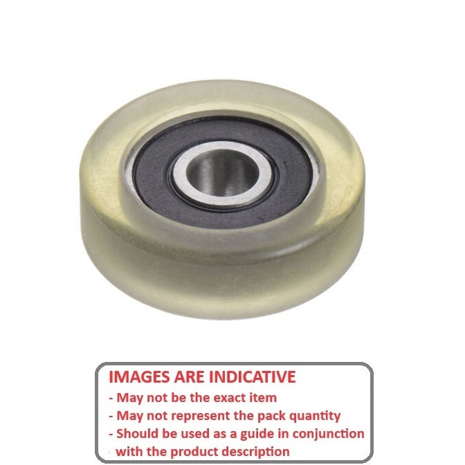 1106690 | PR-0150-050-ZZ-ET-90 (20 Pcs) --- Pressure Roller with Bearing Rollers - 15x5x5 mm Urethane OD - Stainless Steel AISI 440C