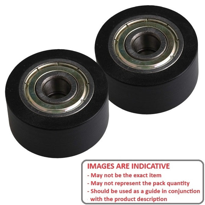 1138800 | NR-0300-060-180-B-ZZ (2 Pcs) --- Idler with Bearing Rollers - 30x6x18 mm - Nylon Covered Chrome Steel Roller