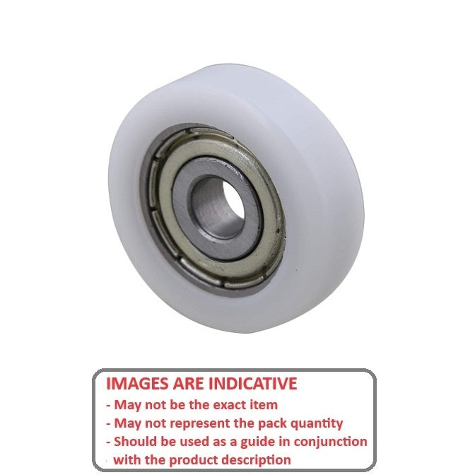 1117877 | NR-0190-050-070-W-ZZ (2 Pcs) --- Idler with Bearing Rollers - 19x5x7 mm - Nylon Covered Chrome Steel Roller