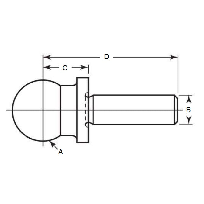 1100173 | BLTO-01270-CS-1SP-B --- Tooling Balls - 12.7x6.35x34.925 mm One Piece - Carbon Steel