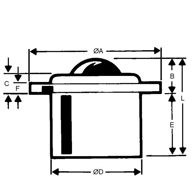 1219381 | BTU1000-025-F-PC-HD --- Flange Mount Ball Transfer Units - 1000 kg - 25.4x60.45 mm Heavy Duty - Carbon Steel