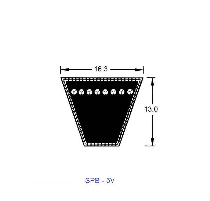 1221619 | BV16-04272-5V1700 --- Wedge Belts - 4272 mm - 16.3 x 13.0mm - Natural Rubber - Fabric Jacket Belt