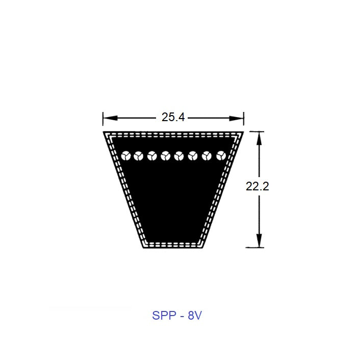 1221819 | BV25-05925-8V2360 --- Wedge Belts - 5924.7 mm - 25.4 x 22.2mm SPP 8V - Natural Rubber - Fabric Jacket Belt