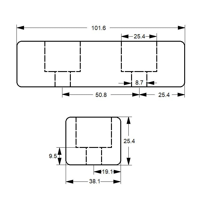 1186706 | FRB-80RS --- Square and Rectangular Bumpers - 101.6x38.1x25.4 mm Standard - Neoprene Rubber 60A Bumper
