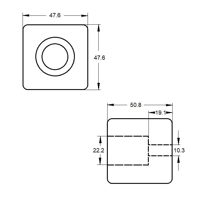 1157637 | FRB-90RS --- Square and Rectangular Bumpers - 47.625x50.8x47.625 mm Standard - Neoprene Rubber 80A Bumper
