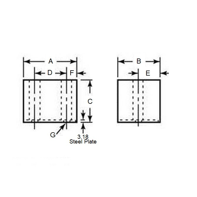 1155197 | FRB-52RS --- Square and Rectangular Bumpers - 44.45x25.4x19.05 mm Steel Plated - Neoprene Rubber Bumper