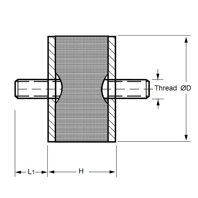 1151695 | CMM040-40-080M-R60 --- Bobbin Mounts - 40x40 mm - M8x1.25 Male - Natural Rubber Mount