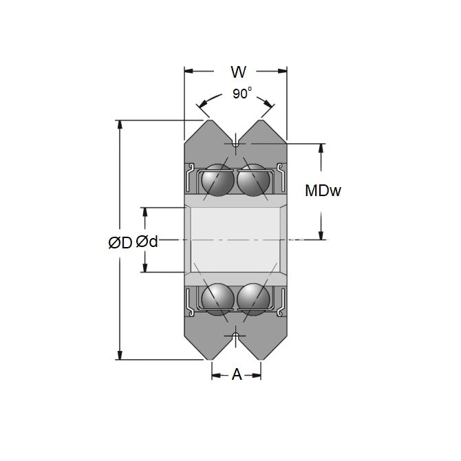 1054204 | SMR59.94415-YY-VP-9.652 --- Plain Guide Wheels Dual Vee - Size Reference 4 - 59.944x19.05 mm - Stainless Steel AISI 440C Wheel