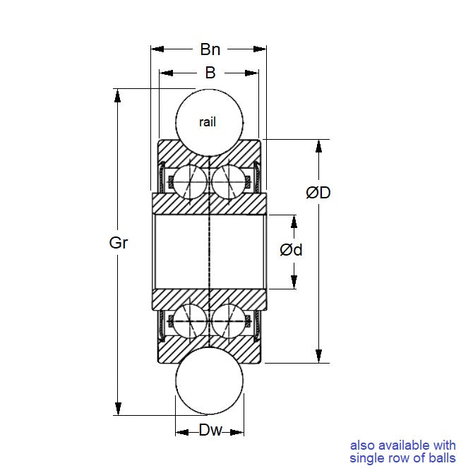 1062096 | DRA-WMR175-2RS-GP-ECO (200 Pcs) --- Grooved OD Bearings - 5x17x7 mm / 8 mm Gothic Groove - Chrome Steel SAE 52100 Bearing