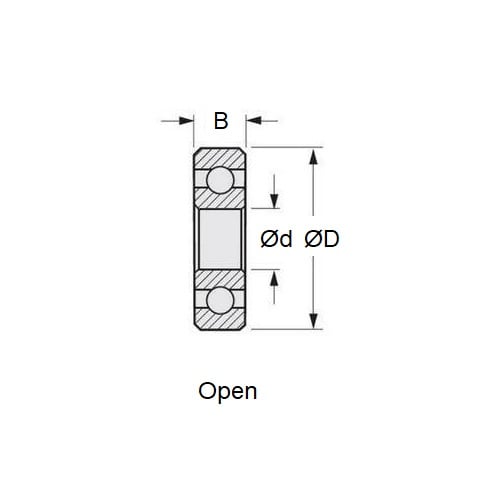 1043713 | MR82X-MC3-AF12 (20 Pcs) --- Single Row Ball Bearings - 2.5x8x2.5 mm - Chrome Steel SAE 52100