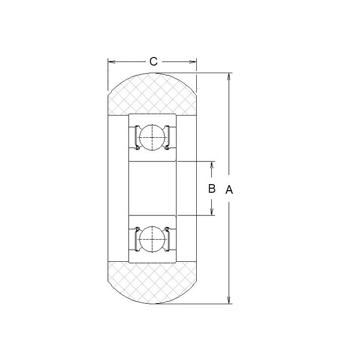 1138918 | NRV-0300-080-W-ZZ (2 Pcs) --- Nylon Tyre Through Bore Convex Rollers - 30x8x7 mm - Chrome Steel and Acetal Roller