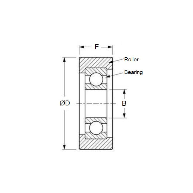 1117877 | NR-0190-050-070-W-ZZ (2 Pcs) --- Idler with Bearing Rollers - 19x5x7 mm - Nylon Covered Chrome Steel Roller