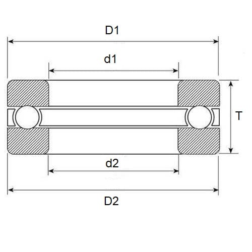 1061430 | T-0050-0120-G-BR --- Thrust Ball Bearings - 5x12x4 mm / 5.2 mm - Chrome Steel