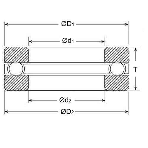 1194507 | T-1300-1700-G-51126 --- Thrust Ball Bearings - 130x170x30 mm / 132 mm Grooved - Chrome Steel
