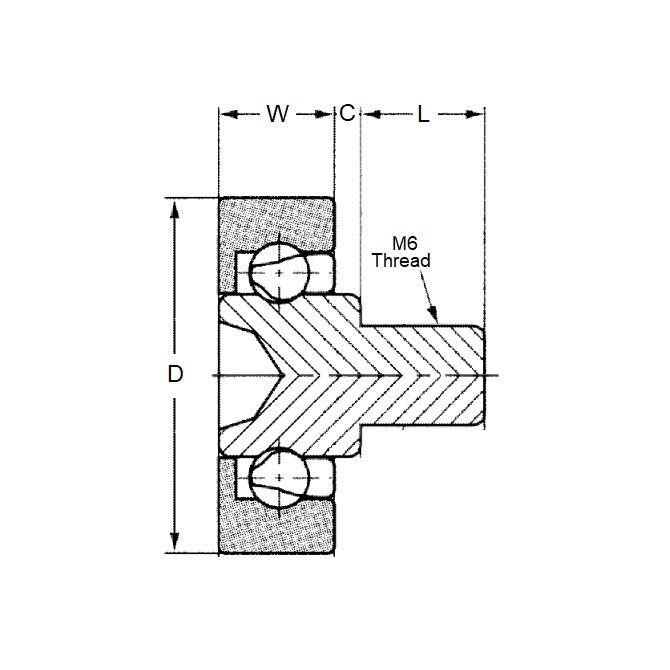 1067378 | TOK-DR-22-B05 --- Special Type Bearings - M6x1 - 8mm Long - Thread 22x7 mm - Acetal Bearing