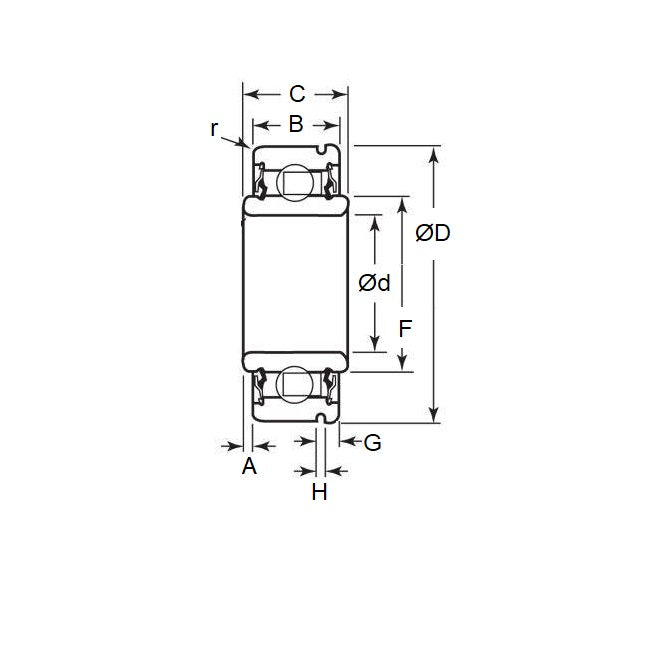 1110549 | WR12820A-ZZN --- Single Row Ball Bearings - 15.875x44.45x15.875 mm / 19.05 mm with Snap Ring - Chrome Steel SAE 52100 Bearing