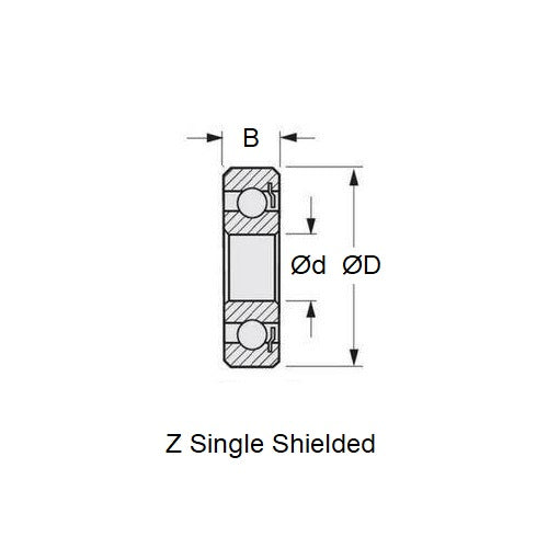 1060356 | SR3B-Z-MC3-JP6-L23 --- Single Row Ball Bearings - 4.763x12.7x2.779 mm - Stainless Steel AISI 440C