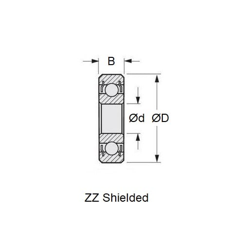 1099830 | S316-6001-ZZ (50 Pcs) --- Single Row Ball Bearings - 12x28x8 mm - Stainless Steel 316 (Similar to A4, 18-10)