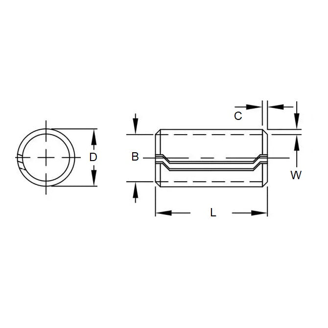 1081439 | DB8-25 --- Dowel Bushings Pins - 8x25x9.93 mm - Carbon Steel