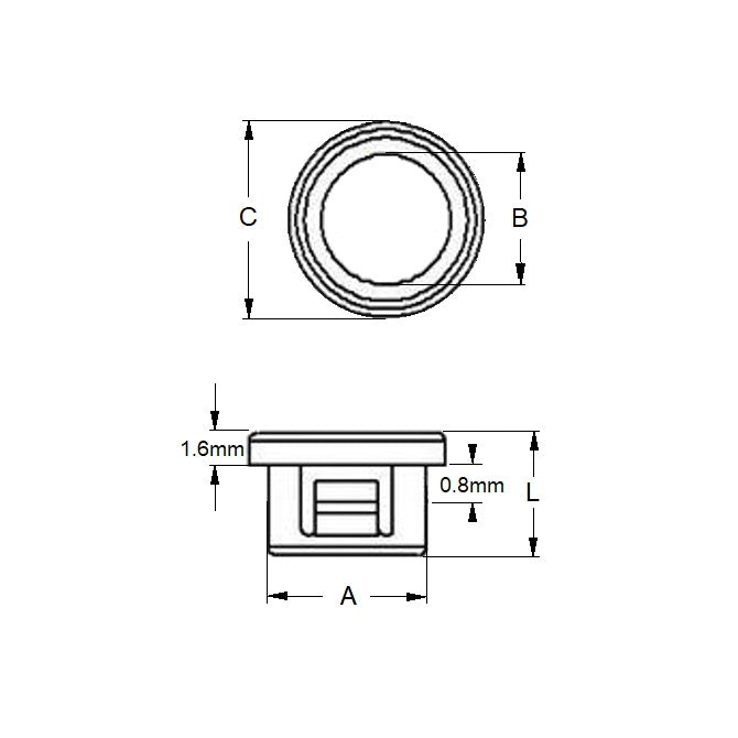 1084310 | SNB-095-120-C (10 Pcs) --- Snap Bushings - 9.5x12 - - Closed - Plastic Bushing