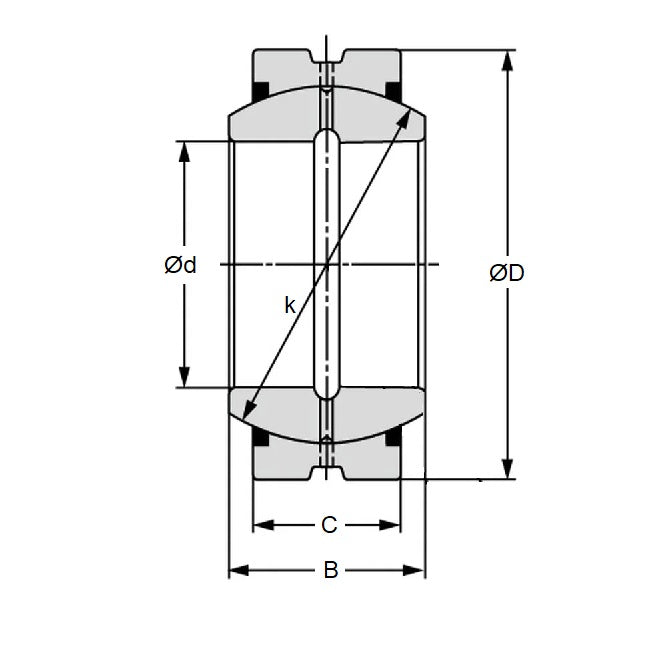 1101606 | GE-01270-02223-ST-OH --- Spherical Bushings - 12.7x22.23x11.1 mm - Steel Bushing