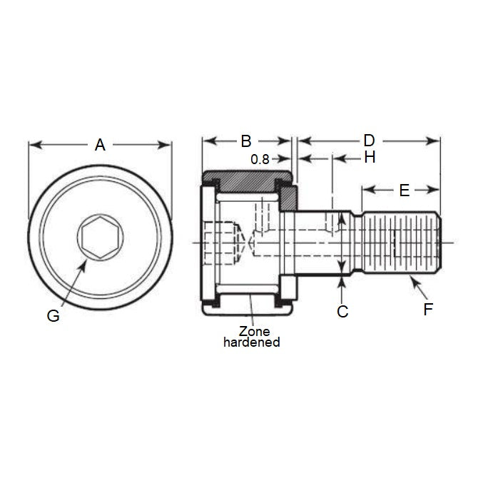1134103 | CCF825RS --- Needle Roller Cam Followers - 25.4x41.275 mm - 7/16-20 UNF Crowned - Chrome Plated Steel Cam Follower