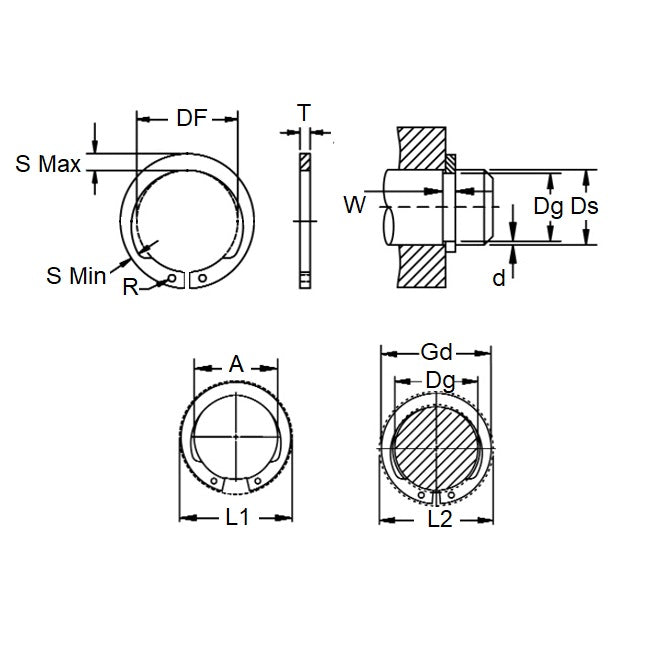 1106394 | CCE-01429-C-V (50 Pcs) --- External Retaining Rings - 14.29x0.89x13.46 mm Circlips - Carbon Steel