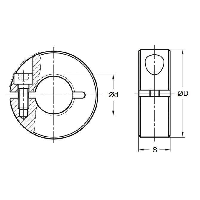 1076859 | COL-00794-017-08-1C-AL --- Shaft Collars - 7.938x17.46x7.9 mm Clamp Type - Aluminium Collar