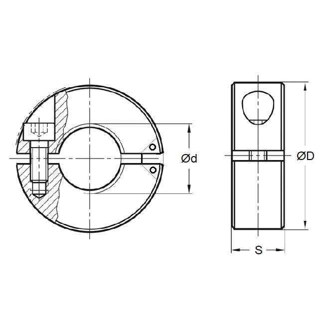 1113476 | COL-01600-034-13-HG-CS --- Shaft Collars - 16x34x13 mm Hinged - Carbon Steel Collar