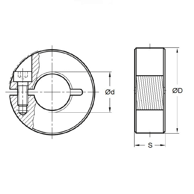1101889 | COT-01270C-029-10-CS --- Threaded Collars - 1/2-13 UNC - 12.7mm - 28.575x10.319 mm Clamp Type - Steel Collar