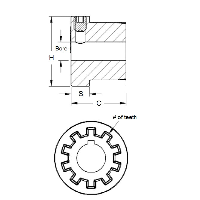 1100486 | CP-127-HUB-G-PR-30S --- Geargrip Couplings - 12.7 - - For Short Series 21.6mm with OD 28.95 or 30.48 Precision Hubs
