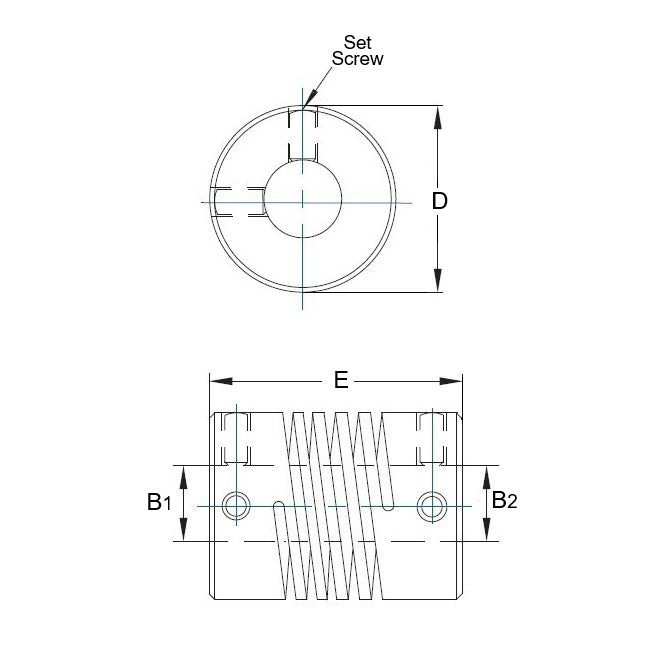 1060139 | CP-050-050-18-025-H-PA-ECO --- Helical Couplings - 5x5x18 mm Economy - Aluminium Coupling