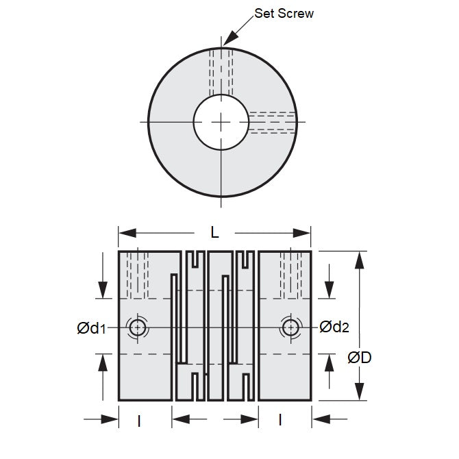 1064895 | CP-060-060-16-023-H-SL-SSP --- Slit Couplings - 6x6x16 mm Standard - Stainless Steel Coupling