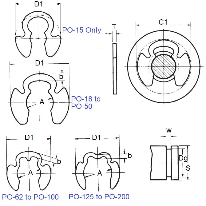 1133297 | ECL-0218-0254-C-KR (4 Pcs) --- E-Clips Retaining Rings - 25.4x21.84x1.98 mm Klipring - Carbon Steel E-Clip