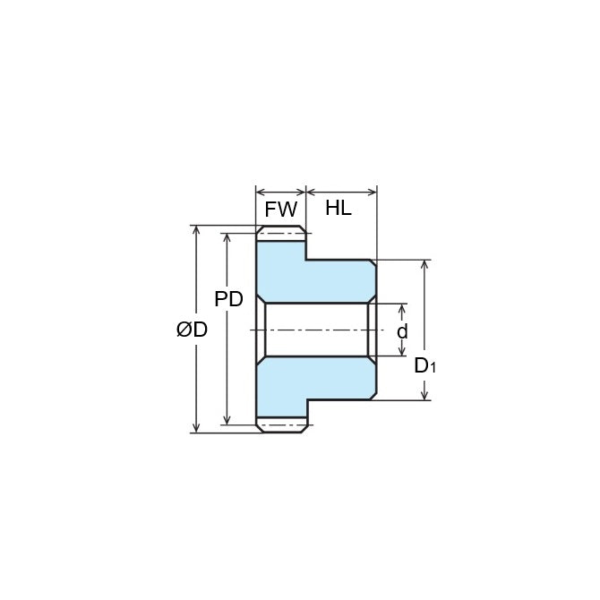 1185576 | G100B-100-M1-060-100P-C --- Spur Gears - 100 tooth - 100x10 mm Hubbed - Carbon Steel S45C Gear