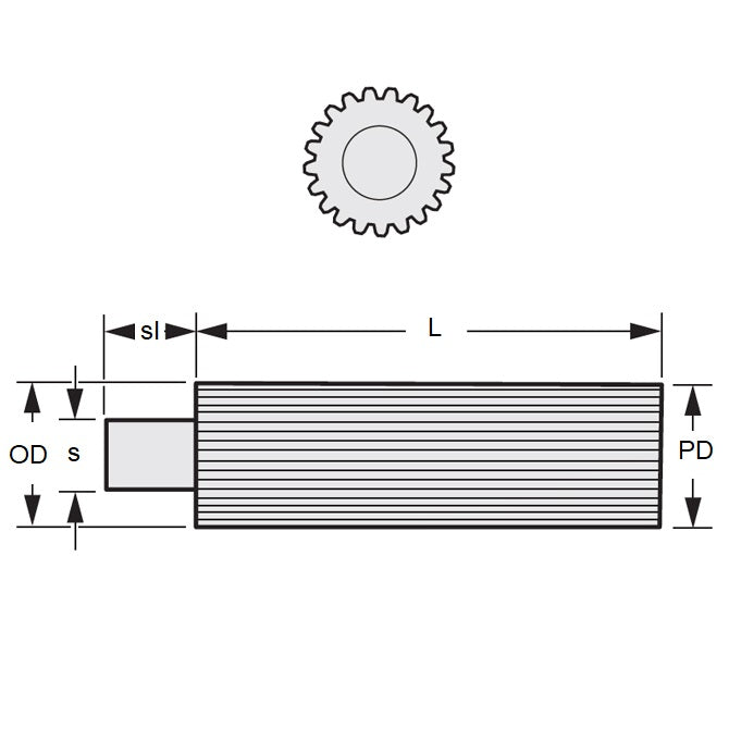 1097066 | G013L-012-D24-0076-C (Each) --- Spur Gears - 12 tooth - 12.7x76.2 mm Stock 24DP Steel - Carbon Steel Gear