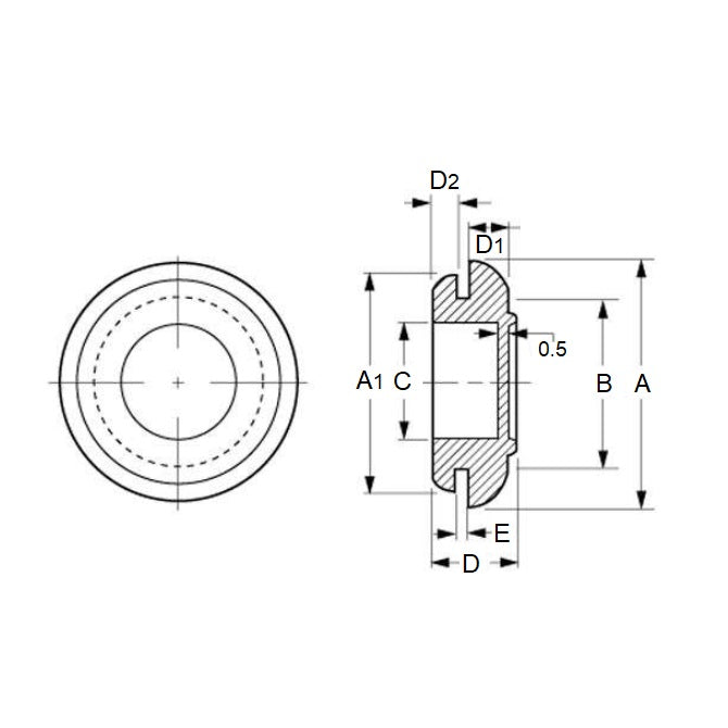 1121938 | GC-200-150-270-E (6 Pcs) --- EPDM Rubber Grommets - 20x15x27 mm Closed - EPDM Grommet