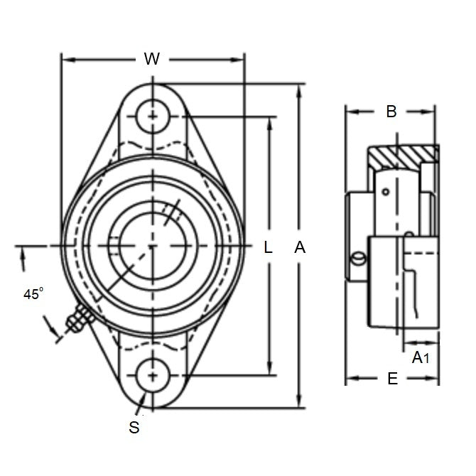 1171485 | FL205 --- Flanged Housings - 68x130x35.7 mm 2 Bolt - Cast Iron Housing